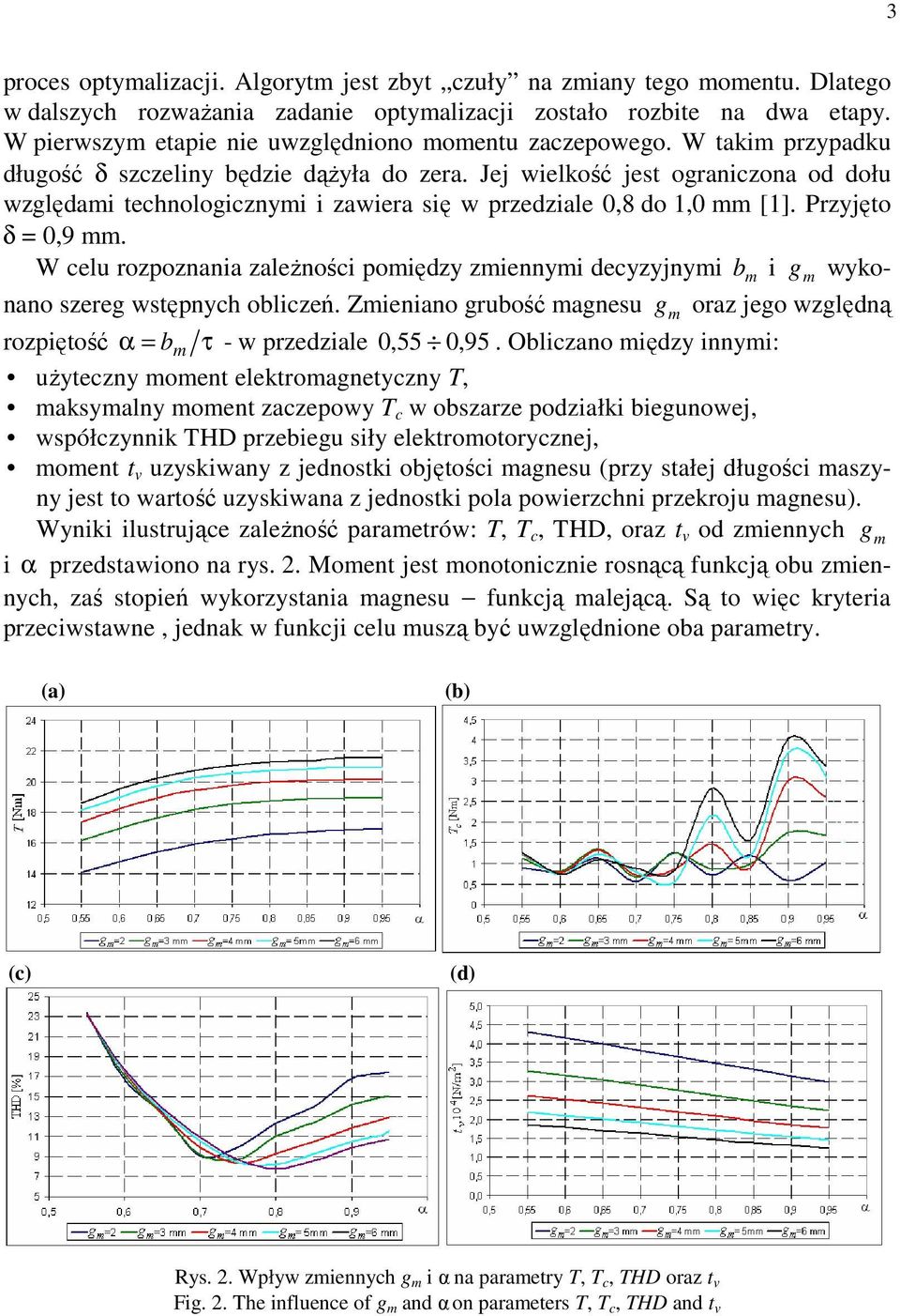 Jej wielkość jest ograniczona od dołu względami technologicznymi i zawiera się w przedziale 0,8 do 1,0 mm [1]. Przyjęto g m wyko- g oraz jego względną δ = 0,9 mm.