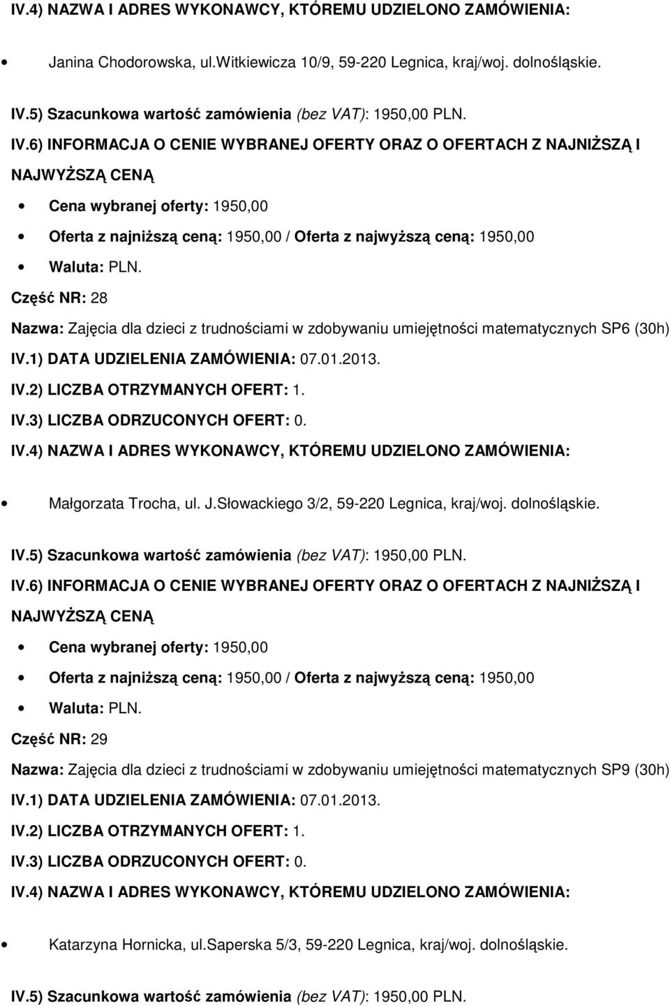 Małgorzata Trocha, ul. J.Słowackiego 3/2, 59-220 Legnica, kraj/woj. dolnośląskie.