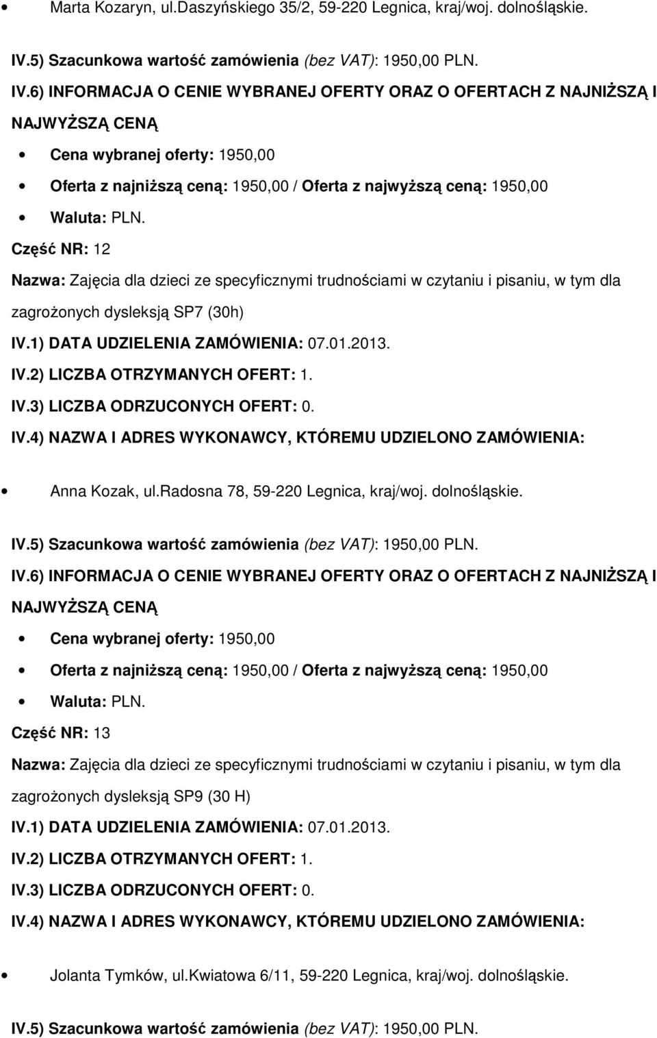 dysleksją SP7 (30h) Anna Kozak, ul.radosna 78, 59-220 Legnica, kraj/woj. dolnośląskie.