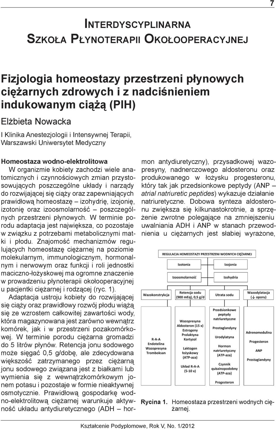 poszczególne układy i narządy do rozwijającej się ciąży oraz zapewniających prawidłową homeostazę izohydrię, izojonię, izotonię oraz izoosmolarność poszczególnych przestrzeni płynowych.