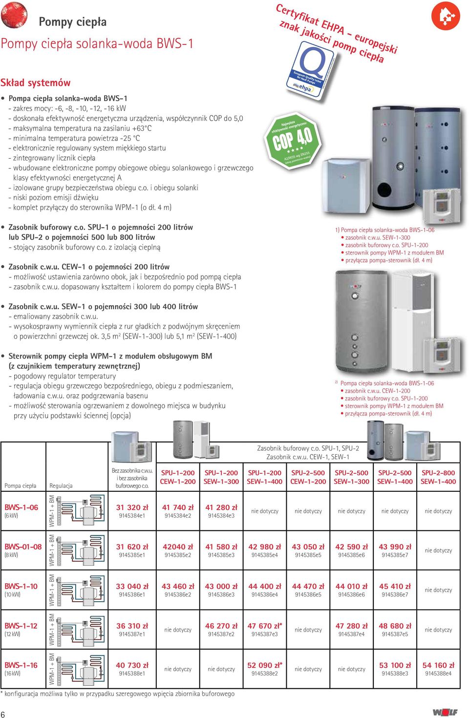 zintegrowany licznik ciepła - wbudowane elektroniczne pompy obiegowe obiegu solankowego i grzewczego klasy efektywności energetycznej A - izolowane grupy bezpieczeństwa obiegu c.o. i obiegu solanki - niski poziom emisji dźwięku - komplet przyłączy do sterownika WPM-1 (o dł.