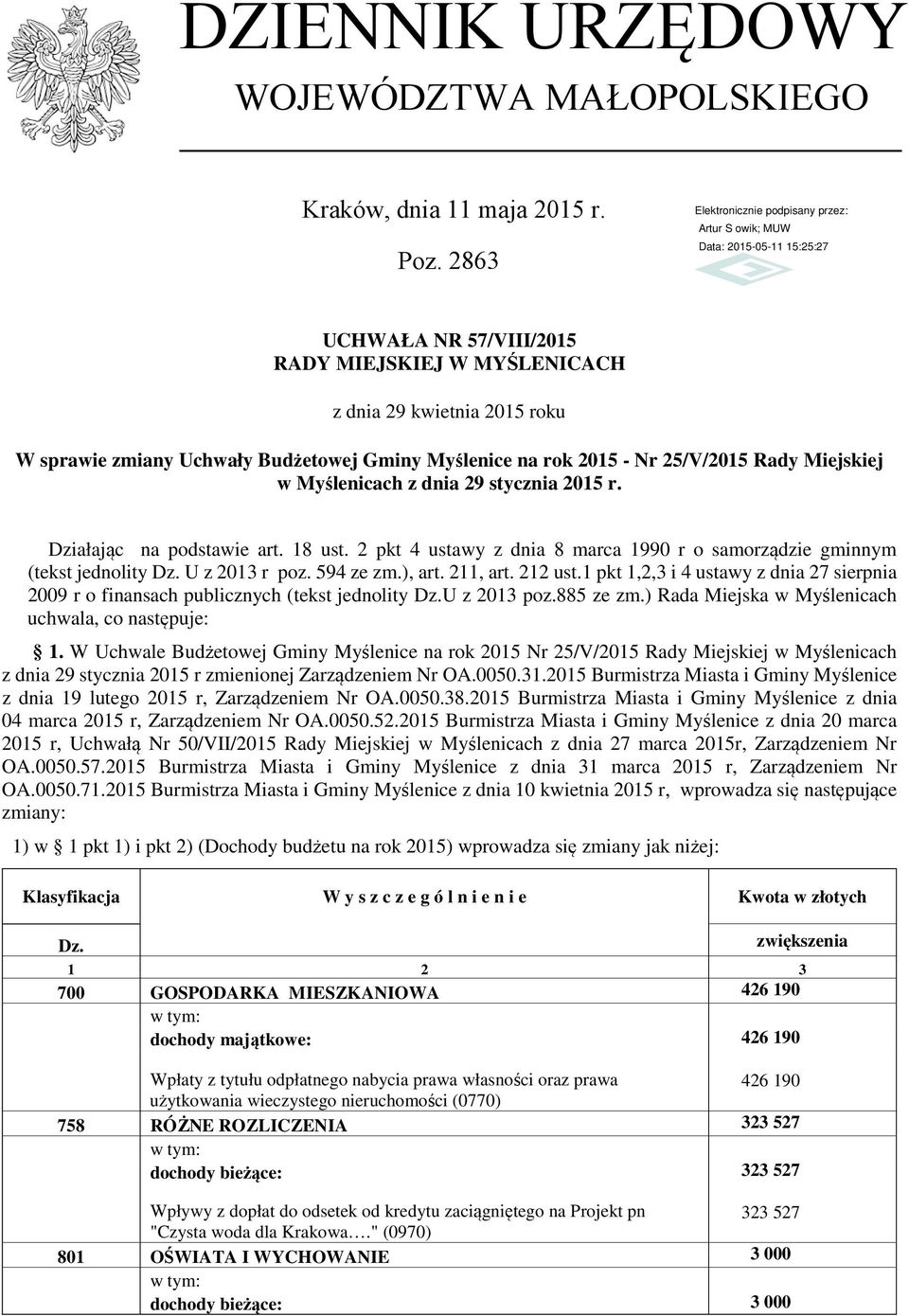 dnia 29 stycznia 2015 r. Działając na podstawie art. 18 ust. 2 pkt 4 ustawy z dnia 8 marca 1990 r o samorządzie gminnym (tekst jednolity Dz. U z 2013 r poz. 594 ze zm.), art. 211, art. 212 ust.