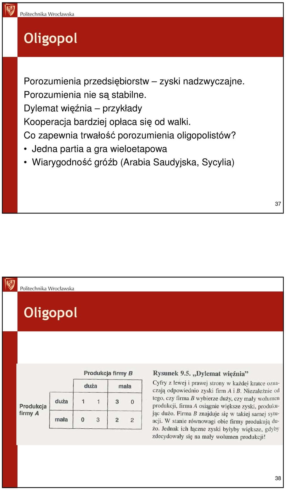 Dylemat więźnia przykłady Kooperacja bardziej opłaca się od walki.
