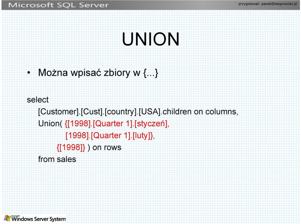 children[Cust] [country] [USA] children on columns,