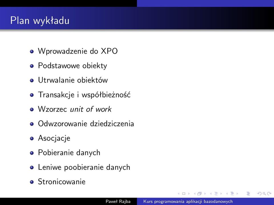 Wzorzec unit of work Odwzorowanie dziedziczenia
