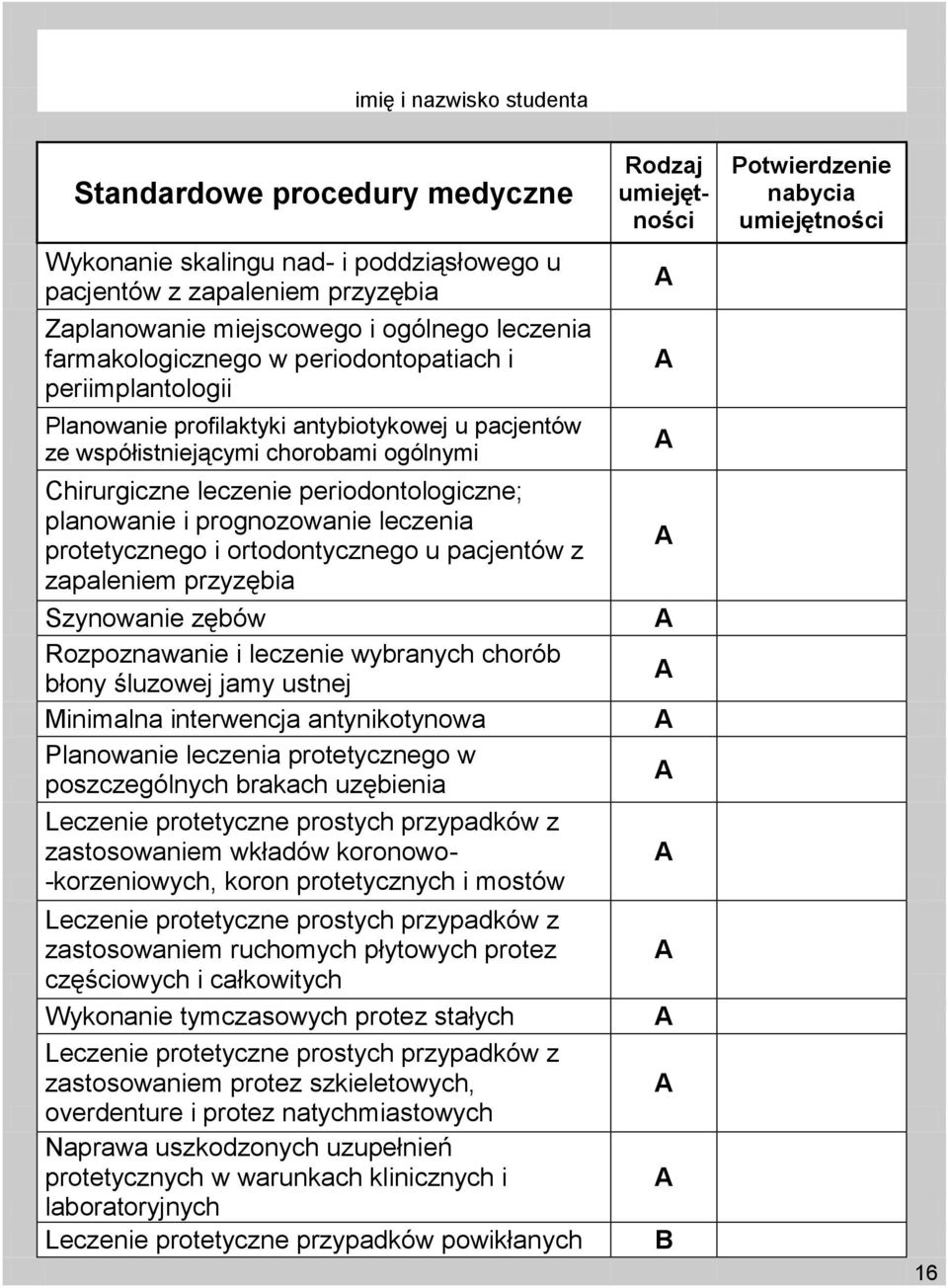 i ortontycznego u pacjentów z zapaleniem przyzębia Szynowanie zębów Rozpoznawanie i leczenie wybranych chorób błony śluzowej jamy ustnej Minimalna interwencja antynikotynowa Planowanie leczenia