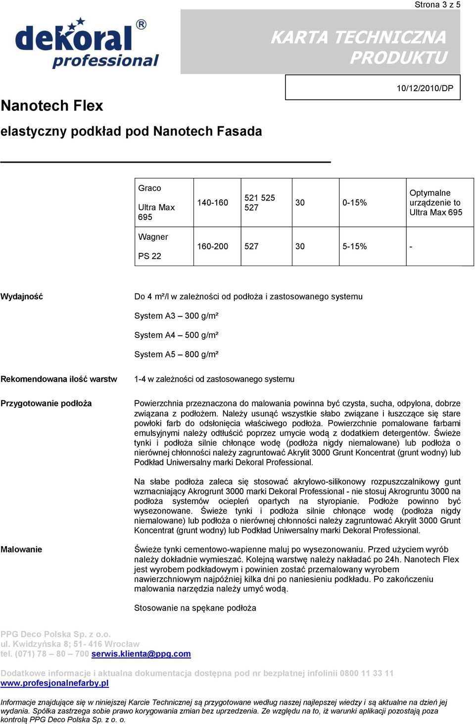 powinna być czysta, sucha, odpylona, dobrze związana z podłożem. Należy usunąć wszystkie słabo związane i łuszczące się stare powłoki farb do odsłonięcia właściwego podłoża.