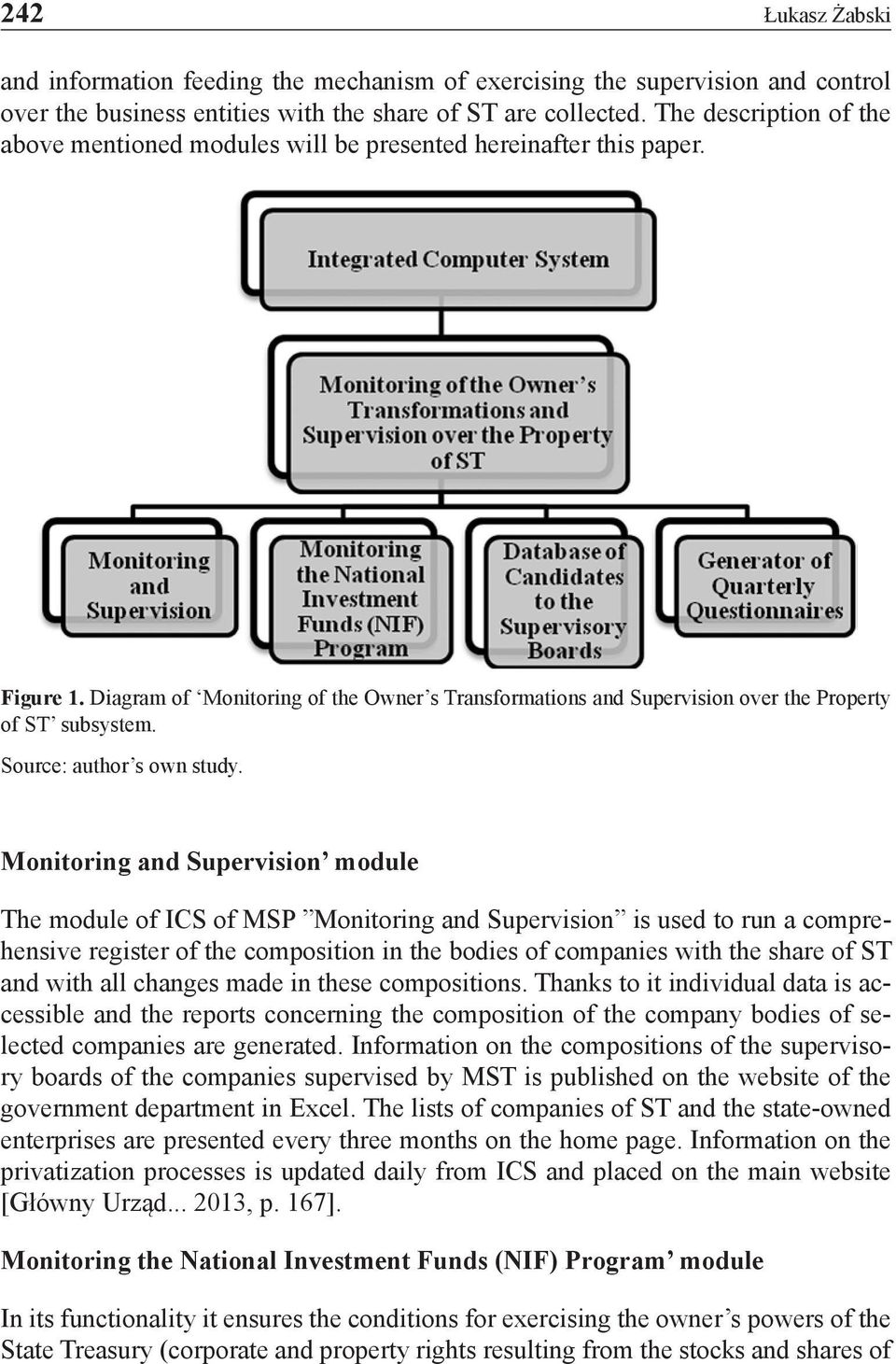 Diagram of Monitoring of the Owner s Transformations and Supervision over the Property of ST subsystem. Source: author s own study.