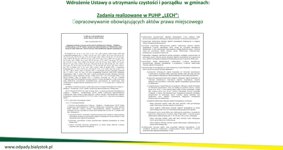 Zadania realizowane w PUHP LECH :