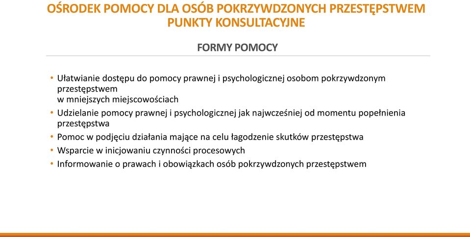 momentu popełnienia przestępstwa Pomoc w podjęciu działania mające na celu łagodzenie skutków przestępstwa