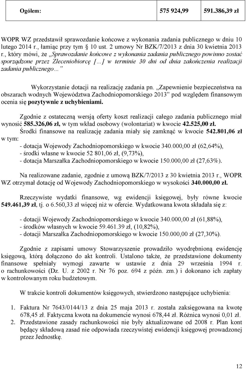 , który mówi, że Sprawozdanie końcowe z wykonania zadania publicznego powinno zostać sporządzone przez Zleceniobiorcę [ ] w terminie 30 dni od dnia zakończenia realizacji zadania publicznego