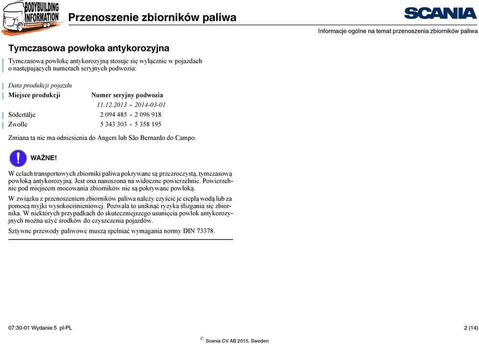 2013-2014-03-01 Södertälje 2 094 485-2 096 918 Zwolle 5 343 303-5 358 195 Zmiana ta nie ma odniesienia do Angers lub São Bernardo do Campo. WAŻNE!