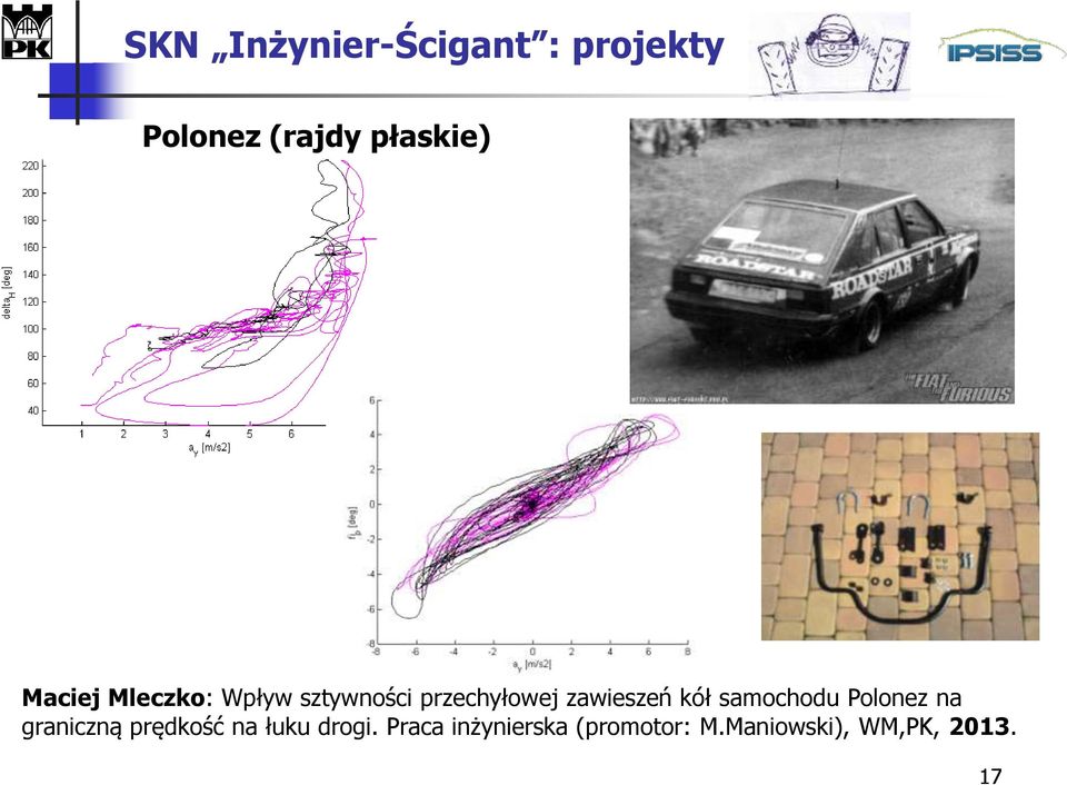 Polonez na graniczną prędkość na łuku drogi.