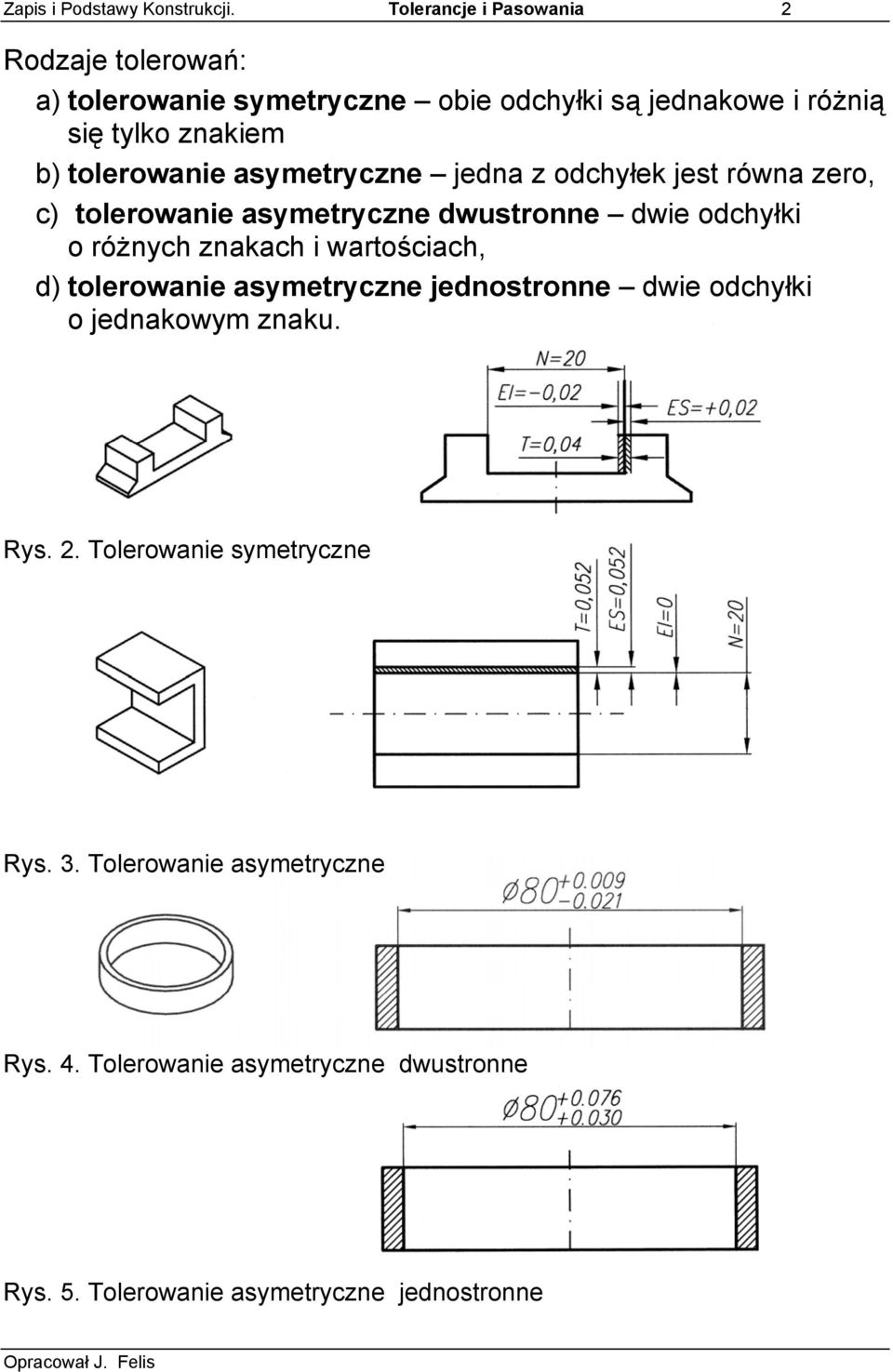 tolerowanie asymetryczne jedna z odchyłek jest równa zero, c) tolerowanie asymetryczne dwustronne dwie odchyłki o różnych znakach i