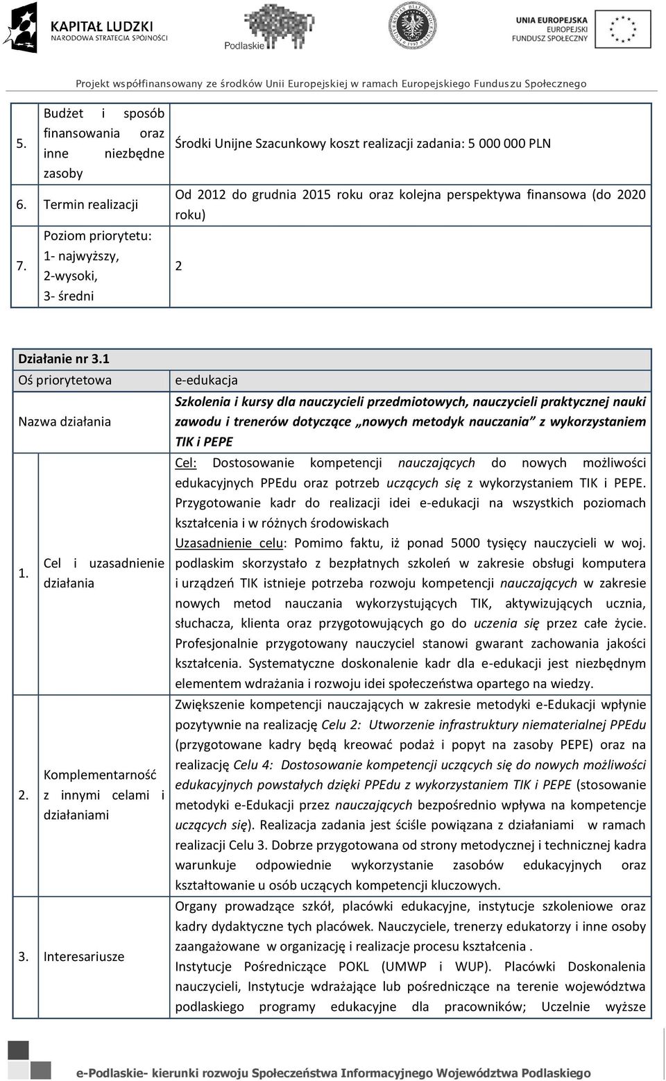 Szkolenia i kursy dla nauczycieli przedmiotowych, nauczycieli praktycznej nauki zawodu i trenerów tyczące nowych metodyk nauczania z wykorzystaniem TIK i PEPE Cel: Dostosowanie kompetencji