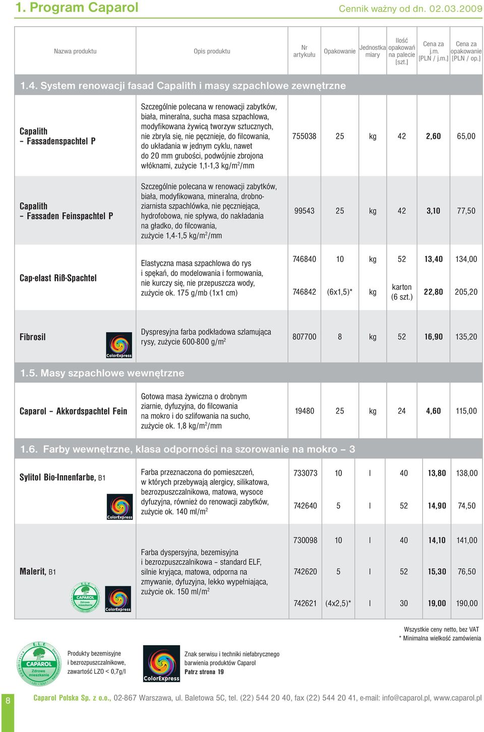 mineralna, sucha masa szpachlowa, mo dy fi ko wa na żywicą tworzyw sztucz nych, nie zbryla się, nie pęcznieje, do filcowania, do układania w jednym cyklu, nawet do 20 mm grubości, podwójnie zbrojona