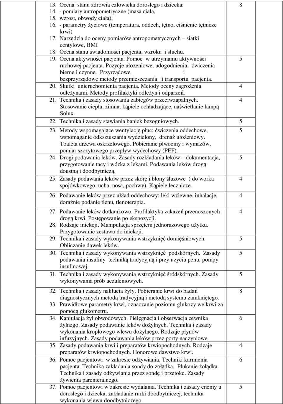 19. Ocena aktywności pacjenta. Pomoc w utrzymaniu aktywności ruchowej pacjenta. Pozycje ułożeniowe, udogodnienia, ćwiczenia bierne i czynne.