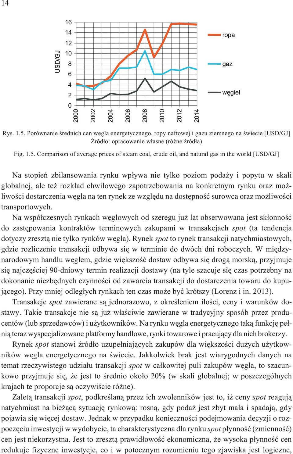Comparison of average prices of steam coal, crude oil, and natural gas in the world [USD/GJ] Na stopieñ zbilansowania rynku wp³ywa nie tylko poziom poda y i popytu w skali globalnej, ale te rozk³ad