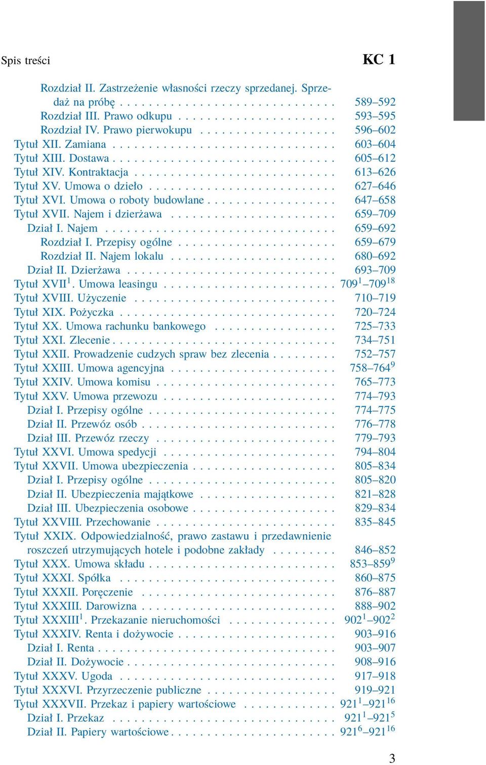 ........................... 613 626 Tytuł XV. Umowa o dzieło.......................... 627 646 Tytuł XVI. Umowa o roboty budowlane.................. 647 658 Tytuł XVII. Najem i dzierżawa.