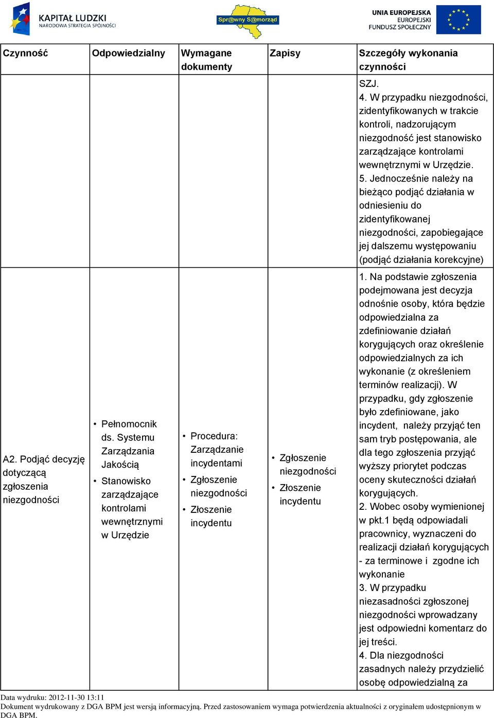 Jednocześnie należy na bieżąco podjąć w odniesieniu do zidentyfikowanej, zapobiegające jej dalszemu występowaniu (podjąć korekcyjne) 1.