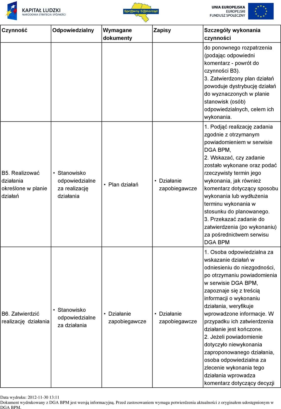 Podjąć realizację zadania zgodnie z otrzymanym powiadomieniem w serwisie DGA BPM, 2.