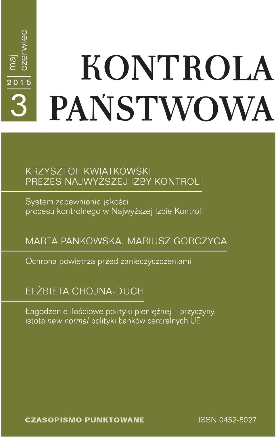 Ochrona powietrza przed zanieczyszczeniami ELŻBIETA CHOJNA-DUCH Łagodzenie ilościowe polityki