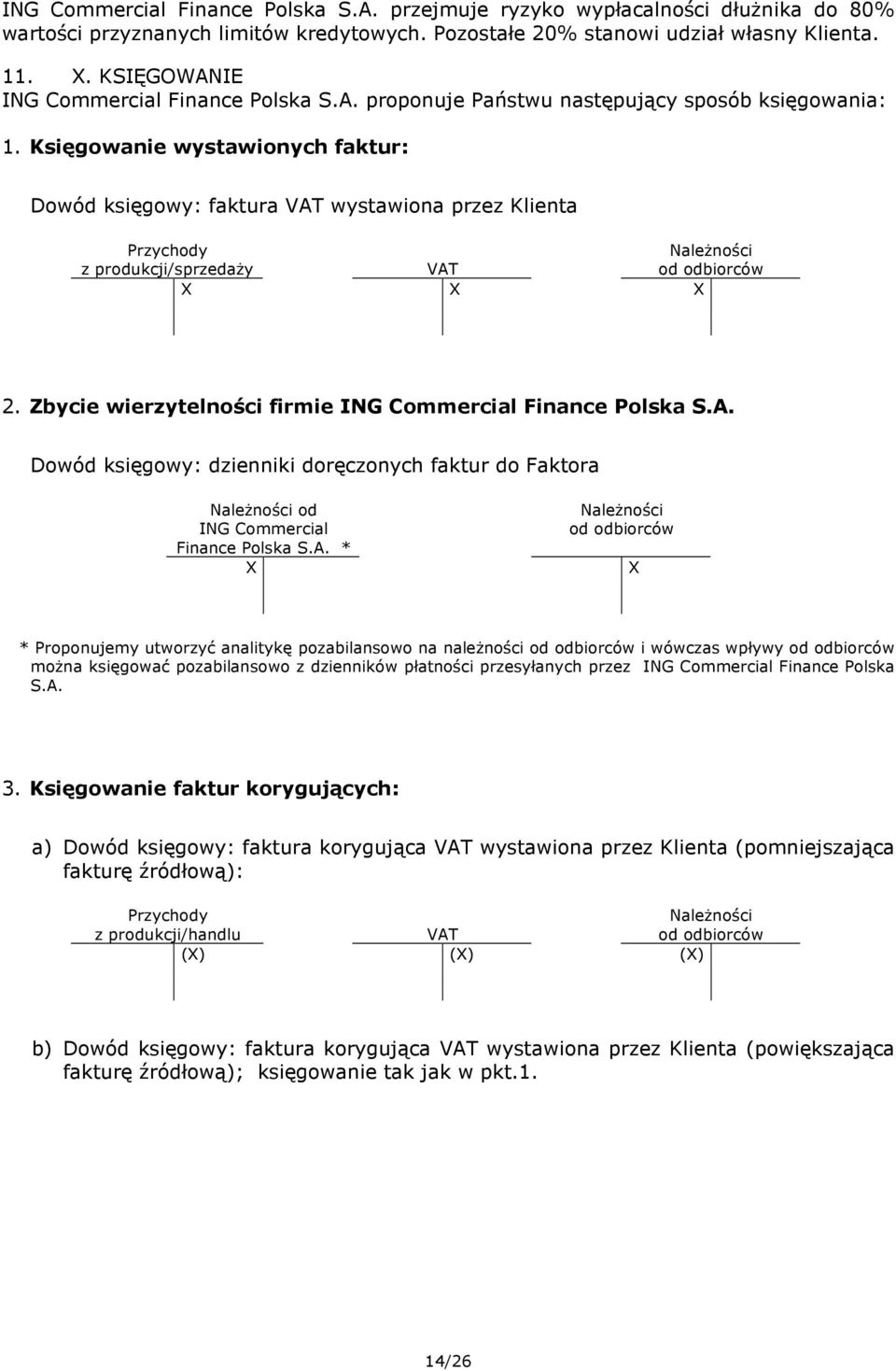 Księgowanie wystawionych faktur: Dowód księgowy: faktura VAT wystawiona przez Klienta Przychody NaleŜności z produkcji/sprzedaŝy VAT od odbiorców X X X 2.