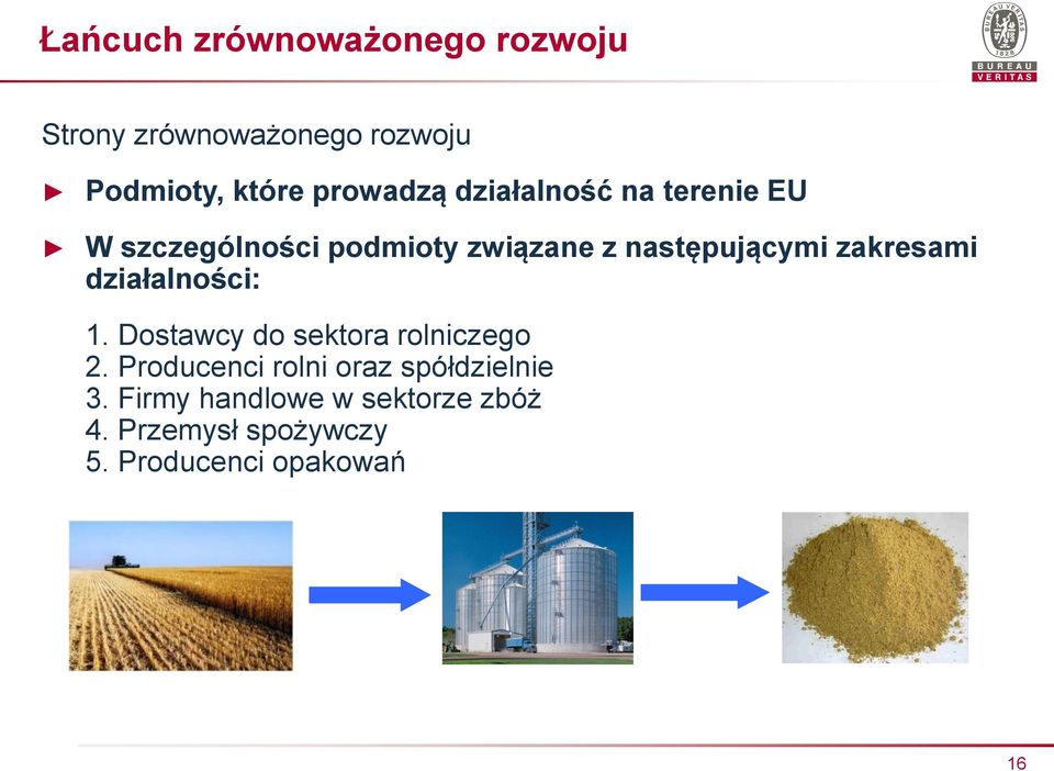 zakresami działalności: 1. Dostawcy do sektora rolniczego 2.