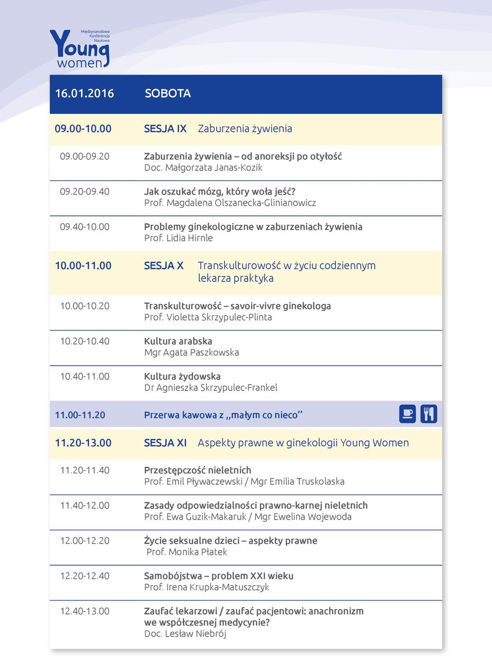 20 Transkulturowość savoir-vivre ginekologa 10.20-10.40 Kultura arabska Mgr Agata Paszkowska 10.40-11.00 Kultura żydowska Dr Agnieszka Skrzypulec-Frankel 11.00-11.