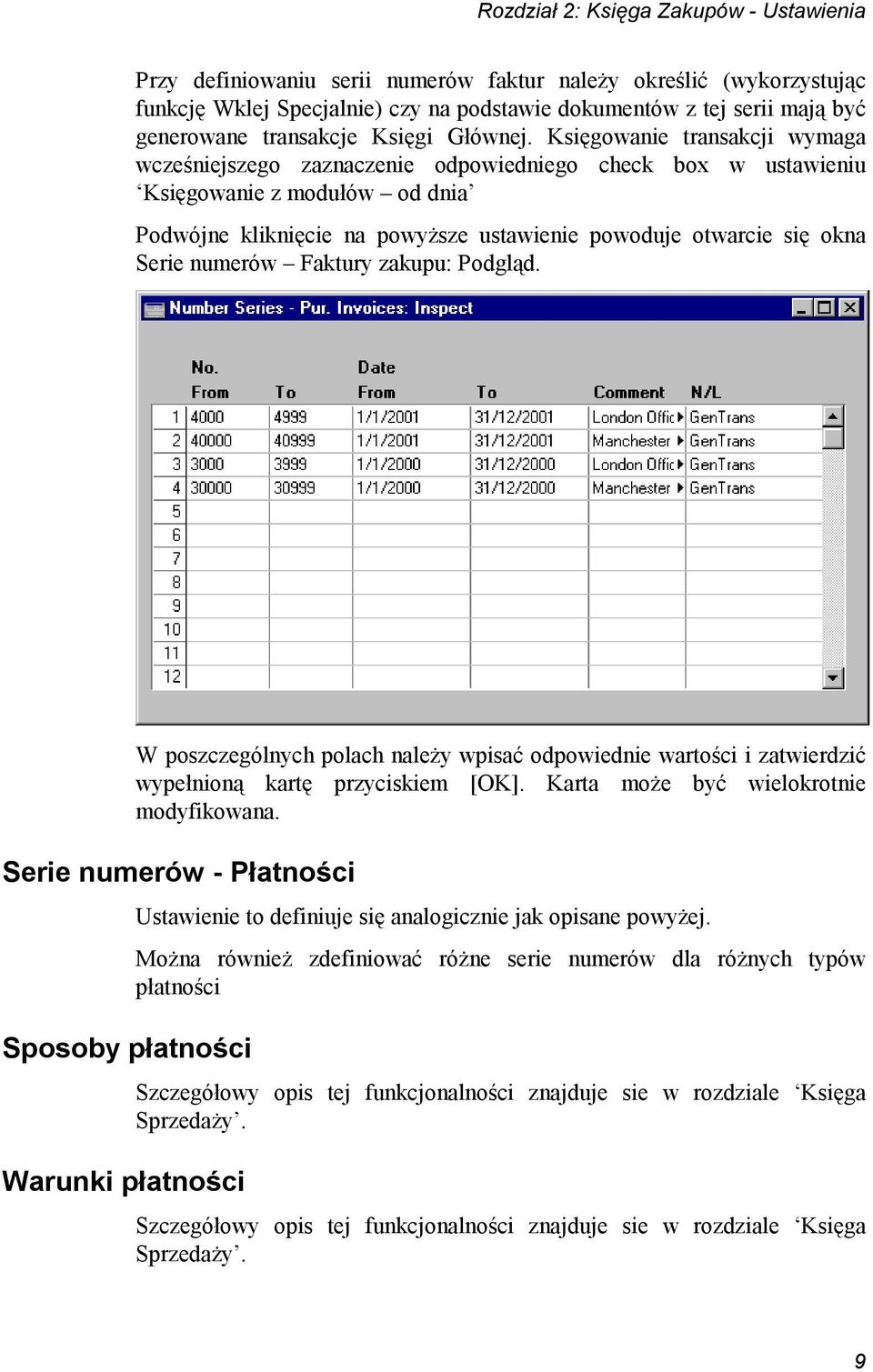 Księgowanie transakcji wymaga wcześniejszego zaznaczenie odpowiedniego check box w ustawieniu Księgowanie z modułów od dnia Podwójne kliknięcie na powyższe ustawienie powoduje otwarcie się okna Serie