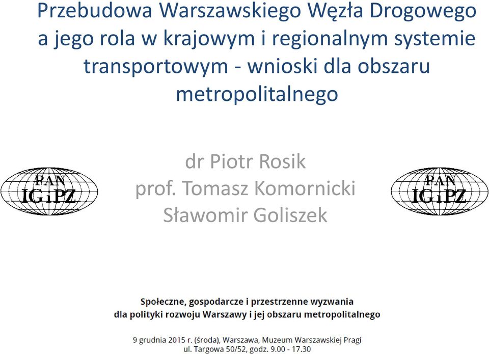 transportowym - wnioski dla obszaru