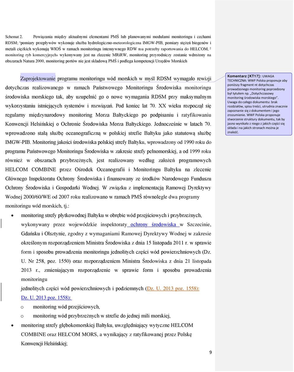 metali ciężkich wykonują WIOŚ w ramach monitoringu intensywnego RDW n3a potrzeby raportowania do HELCOM, 2 monitoring ryb komercyjnych4 wykonywany jest na zlecenie MRiRW, monitoring przyrodniczy