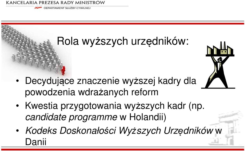 Kwestia przygotowania wyższych kadr (np.