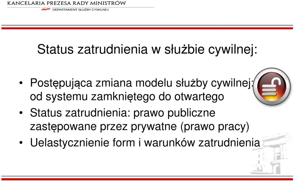 Status zatrudnienia: prawo publiczne zastępowane przez