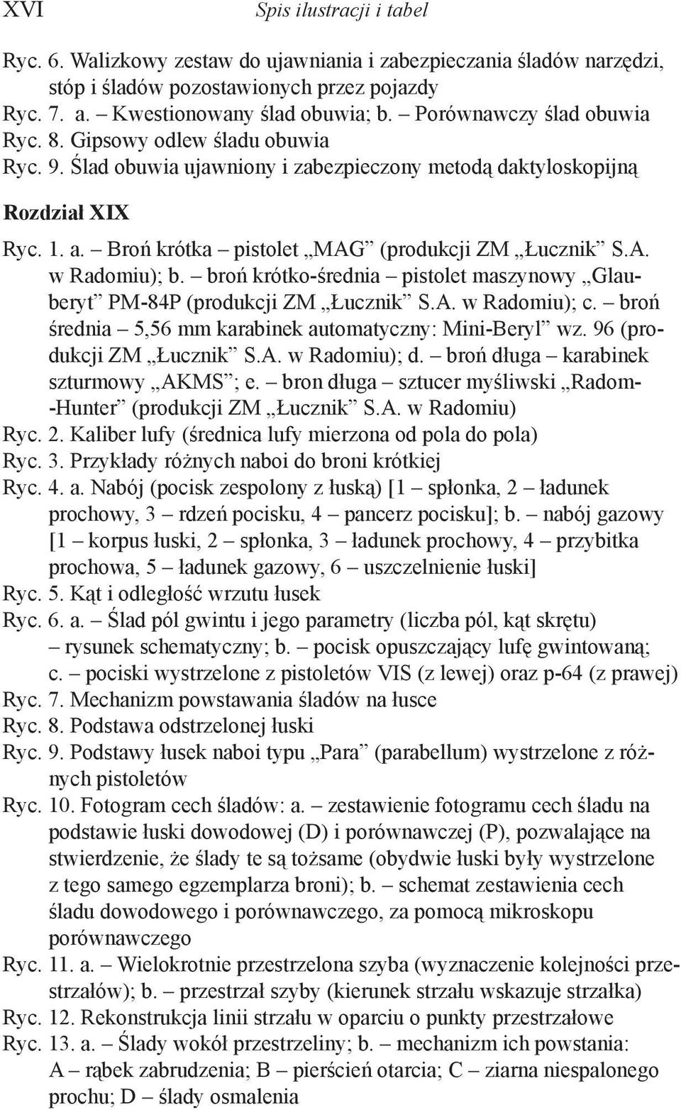 Broń krótka pistolet MAG (produkcji ZM Łucznik S.A. w Radomiu); b. broń krótko-średnia pistolet maszynowy Glauberyt PM-84P (produkcji ZM Łucznik S.A. w Radomiu); c.