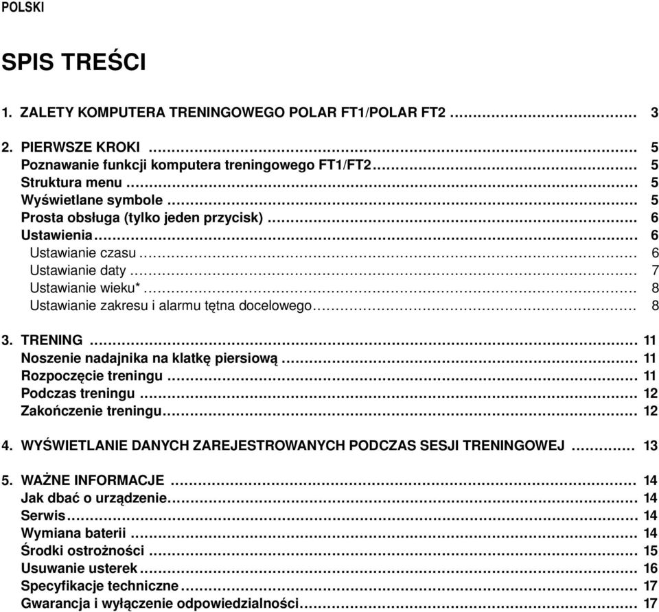 POLAR FT1 POLAR FT2. Instrukcja obsługi - PDF Darmowe pobieranie