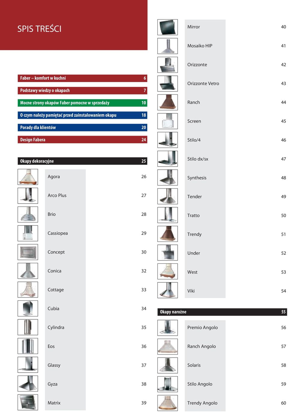 dekoracyjne 25 Stilo dx/sx 47 Agora 26 Synthesis 48 Arco Plus 27 Tender 49 Brio 28 Tratto 50 Cassiopea 29 Trendy 51 Concept 30 Under 52 Conica 32 est 53