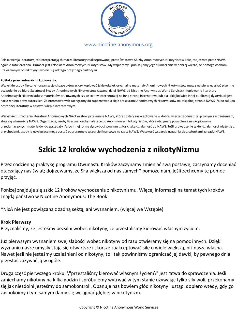 Polityka praw autorskich i kopiowania.