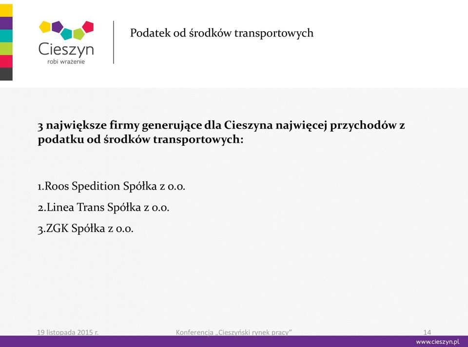1.Roos Spedition Spółka z o.o. 2.Linea Trans Spółka z o.o. 3.