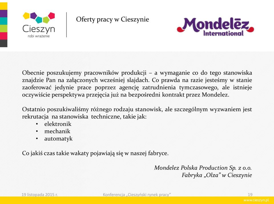 kontrakt przez Mondelez.