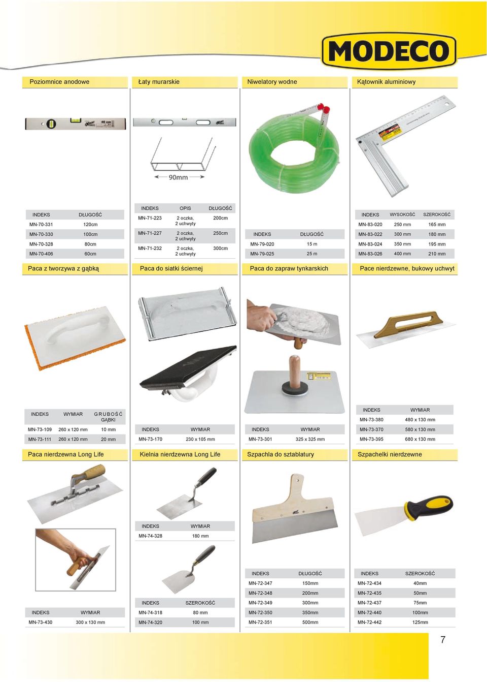 10 mm MN-73-111 260 x 120 mm 20 mm MN-73-170 230 x 105 mm MN-73-301 180 mm 165 mm 300 mm MN-73-109 SZEROKOŚĆ 250 mm MN-83-022 GRUBOŚĆ GĄBKI MN-74-328 WYSOKOŚĆ Kielnia nierdzewna Long Life MN-83-020