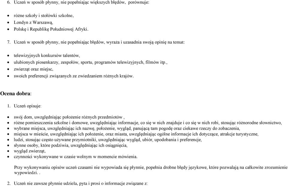 itp., zwierząt oraz miejsc, swoich preferencji związanych ze zwiedzaniem różnych krajów. Ocena dobra: 1.