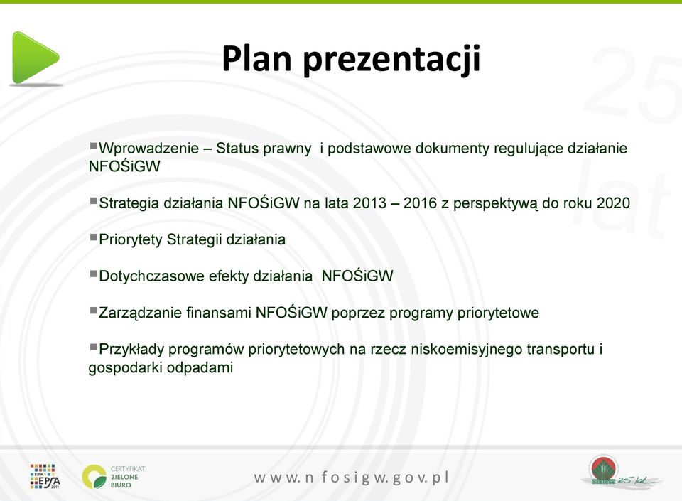 działania Dotychczasowe efekty działania NFOŚiGW Zarządzanie finansami NFOŚiGW poprzez programy