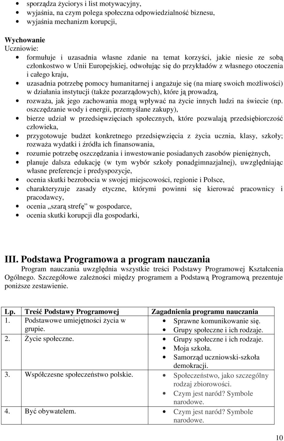 moŝliwości) w działania instytucji (takŝe pozarządowych), które ją prowadzą, rozwaŝa, jak jego zachowania mogą wpływać na Ŝycie innych ludzi na świecie (np.