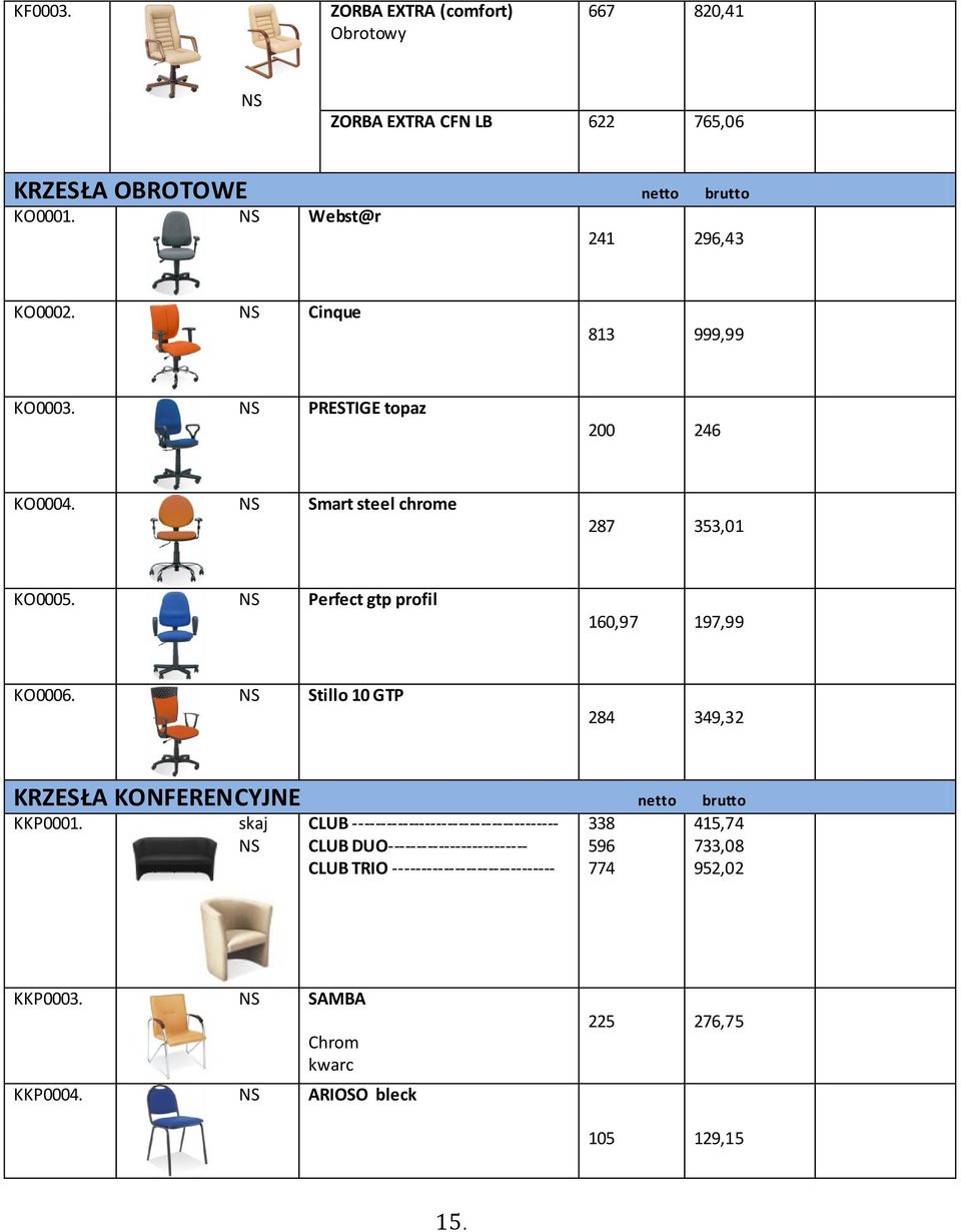 NS Stillo 10 GTP 284 349,32 KRZESŁA KONFERENCYJNE netto brutto KKP0001.