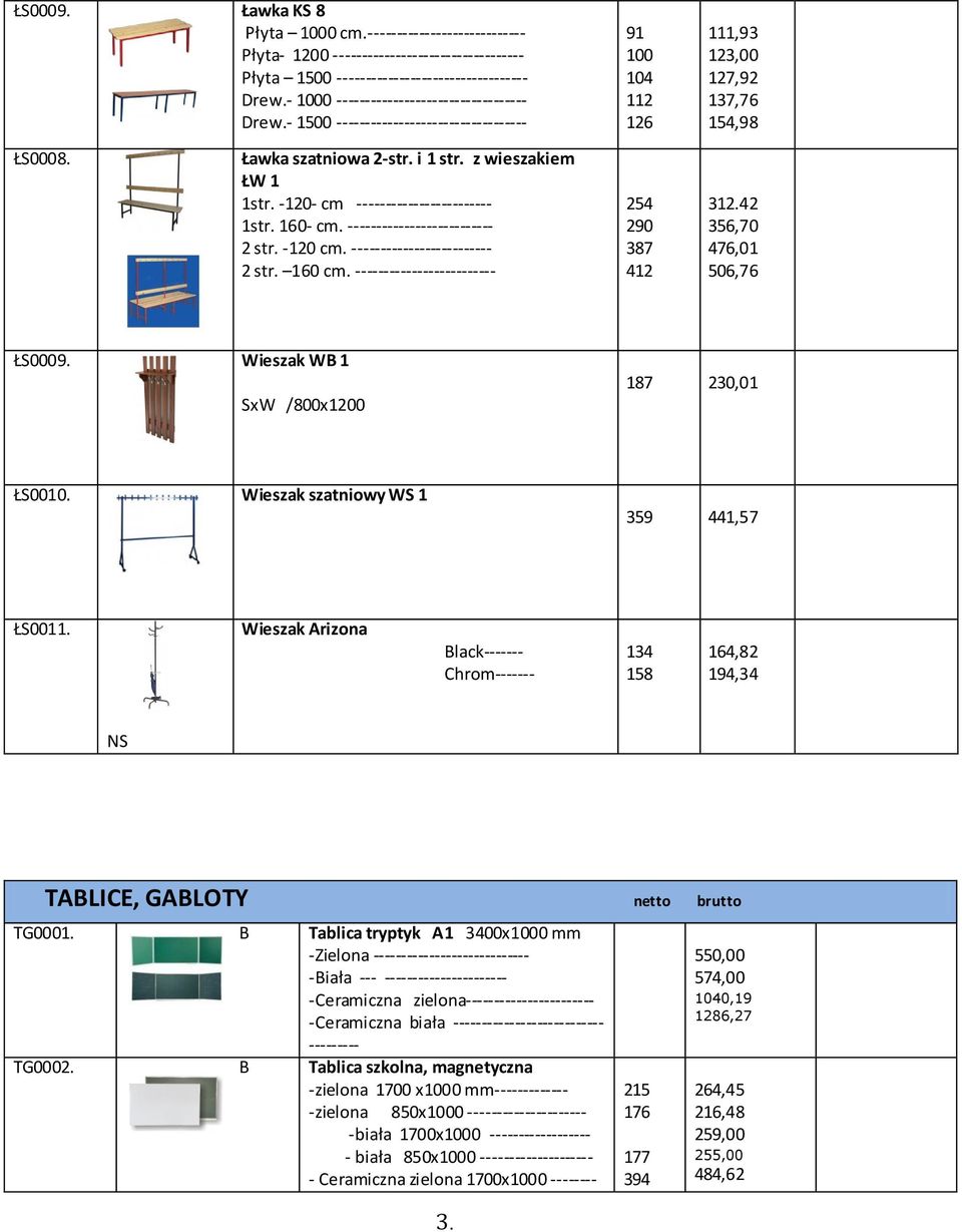 z wieszakiem ŁW 1 1str. -120- cm ------------------------ 1str. 160- cm. -------------------------- 2 str. -120 cm. ------------------------- 2 str. 160 cm.