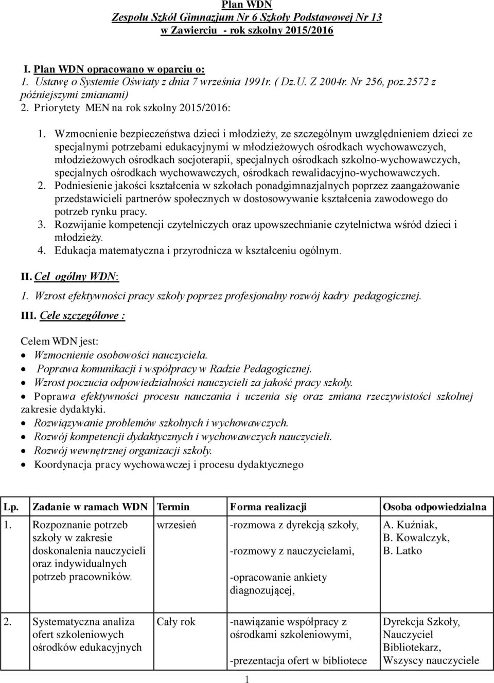 Wzmocnienie bezpieczeństwa dzieci i młodzieży, ze szczególnym uwzględnieniem dzieci ze specjalnymi potrzebami edukacyjnymi w młodzieżowych ośrodkach wychowawczych, młodzieżowych ośrodkach