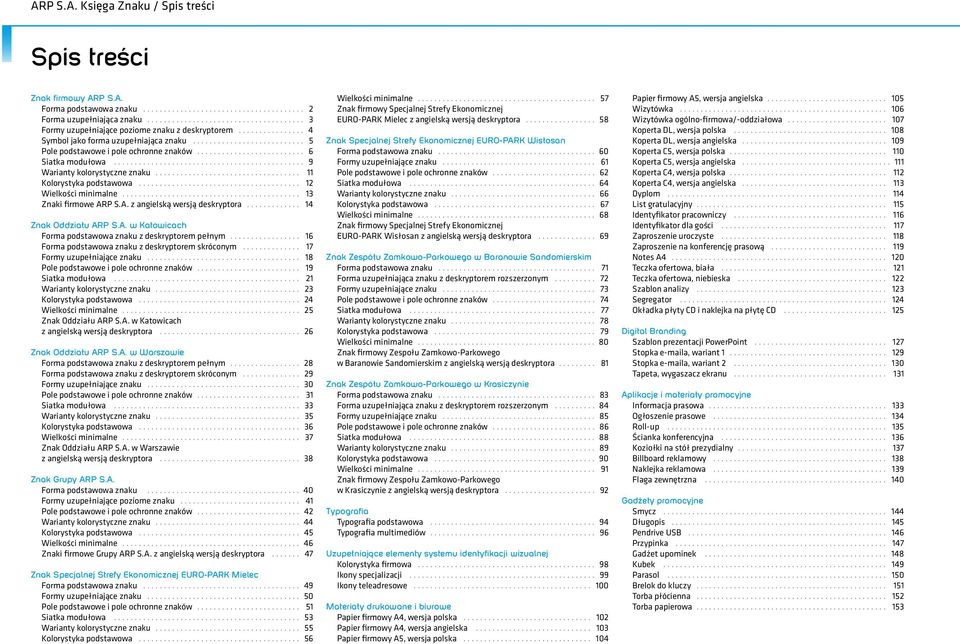 .. 13 Znaki firmowe ARP S.A. z angielską wersją deskryptora... 14 Znak Oddziału ARP S.A. w Katowicach Forma podstawowa znaku z deskryptorem pełnym... 16 Forma podstawowa znaku z deskryptorem skróconym.
