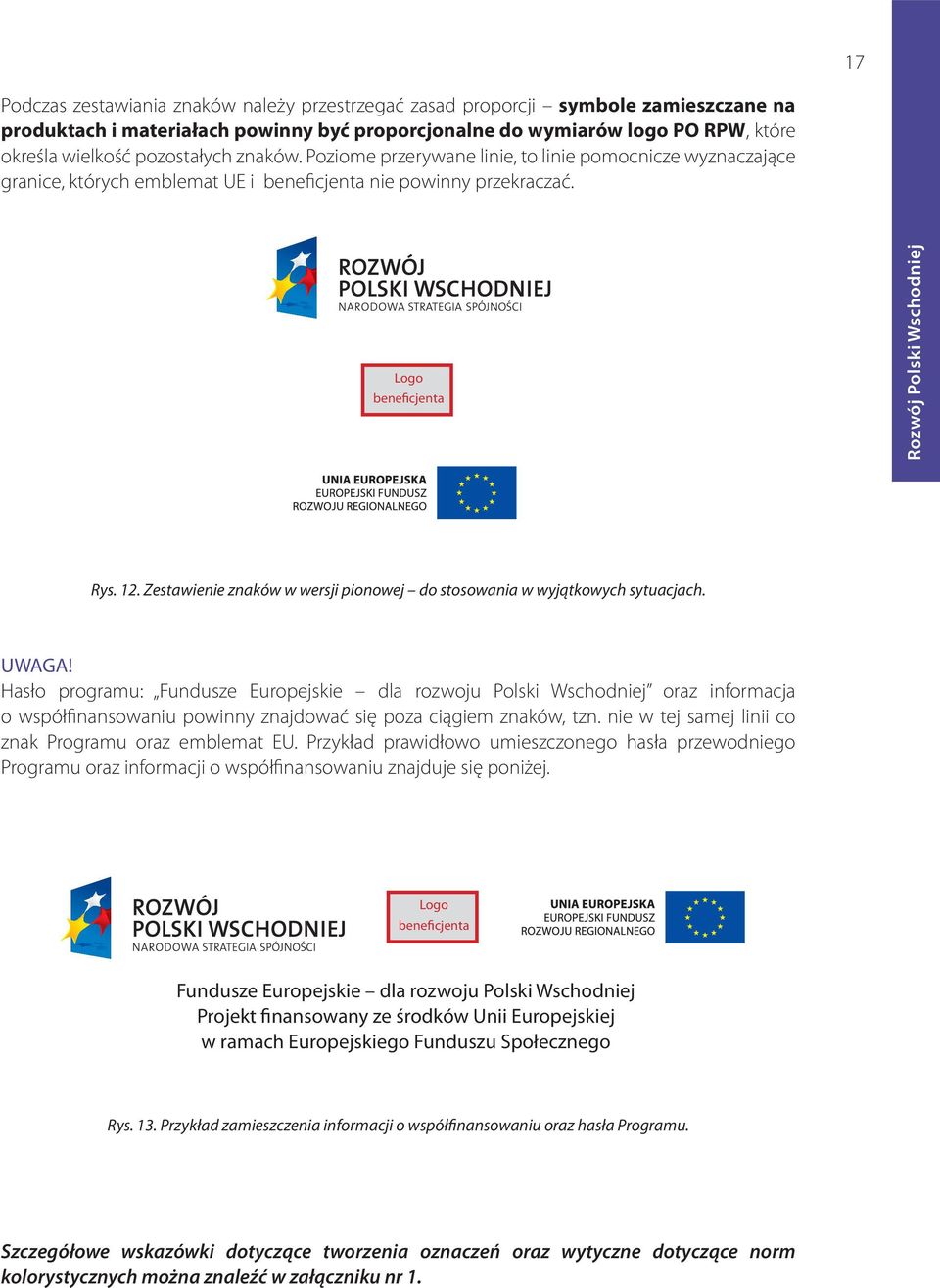 Zestawienie znaków w wersji pionowej do stosowania w wyjątkowych sytuacjach. UWAGA!