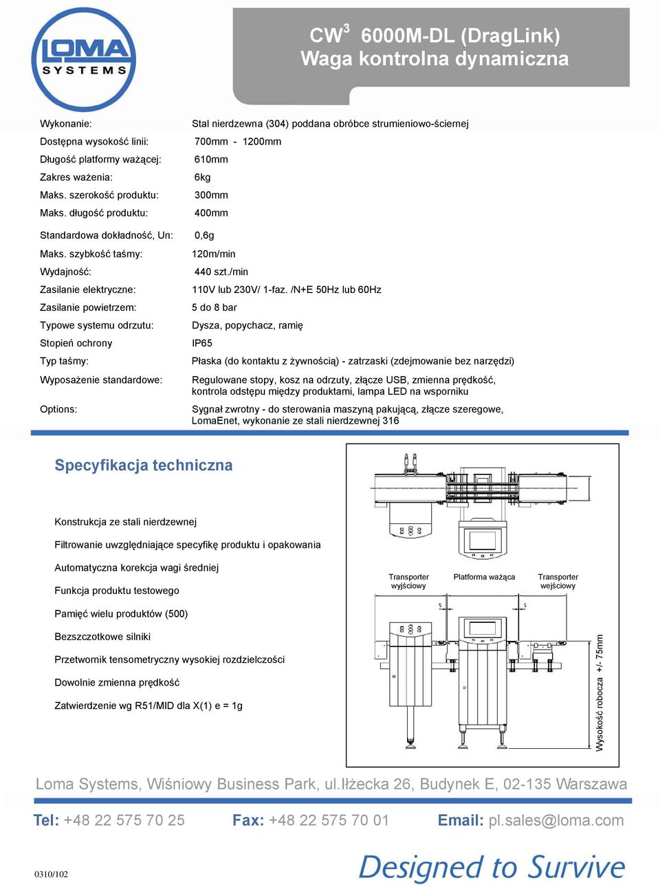 szybkość taśmy: Wydajność: Zasilanie elektryczne: Zasilanie powietrzem: Typowe systemu odrzutu: Stopień ochrony Typ taśmy: Wyposażenie standardowe: Options: 120m/min 440 szt./min 110V lub 230V/ 1-faz.